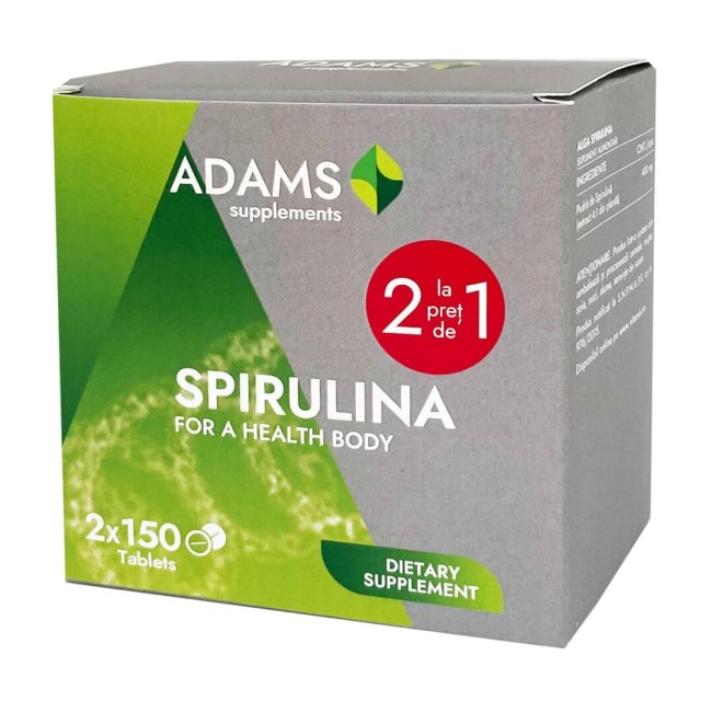 Pachet Alga Spirulina 400mg 150tab Adams 1+1 GRATUIT